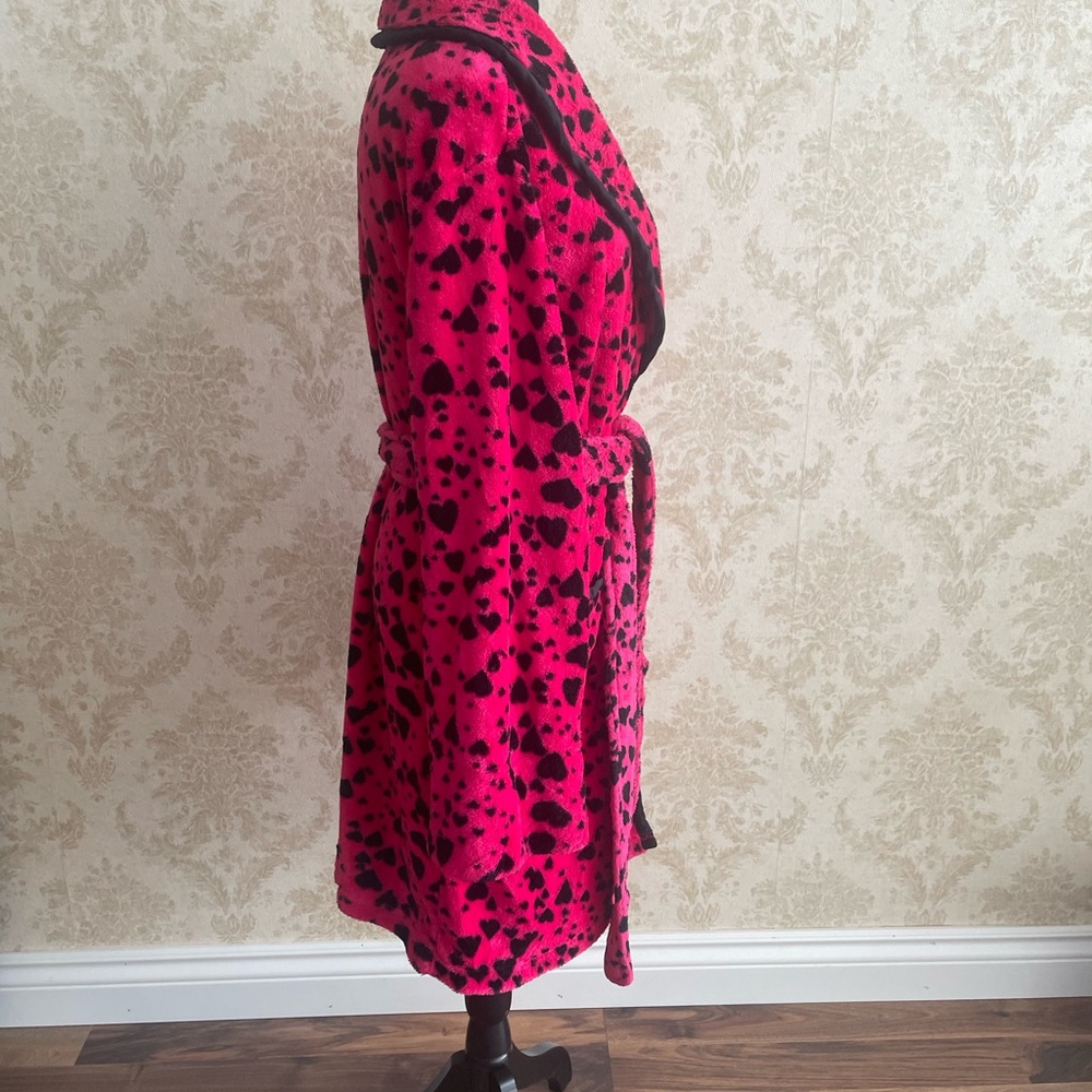La SENZA Hot Pink and Black Harts Print Robe - Picture 3 of 10